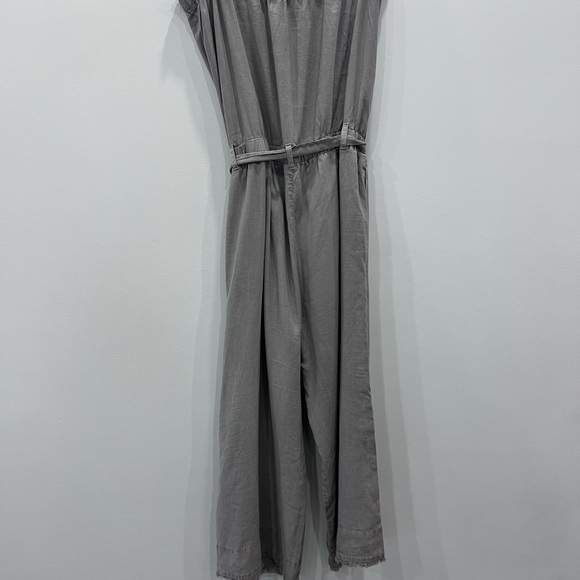 Anthropologie Cloth & Stone Strapless Wide Leg Jumpsuit | Khaki Boho - Picture 9 of 13